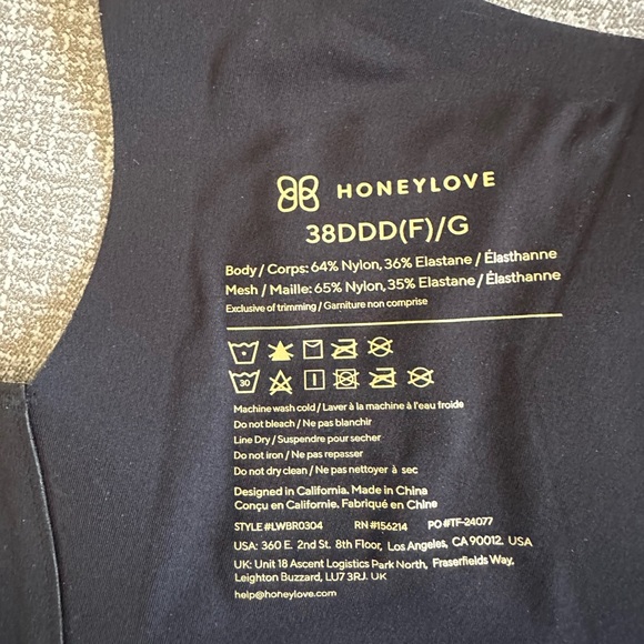 Honeylove Black Wireless Shaping Bra 38DDD (F)/G Sculpting Support Smoothing - Picture 4 of 12